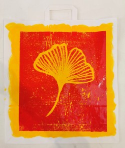 Yellow on Red Ginkgo III Bag