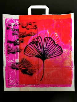 Black Ginkgo on Red Bag