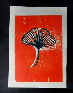 Black on Red Ginkgo II