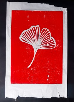 White on Red Ginkgo
