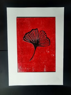 Black on Red Ginkgo II