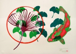 Green Ginkgo + Red Koi