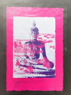 Purple Buddha in Ricefield