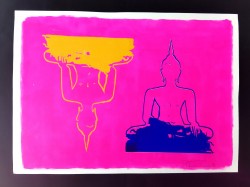 Blue and Yellow Buddha UpSideDown