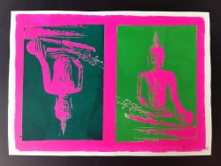 Light and Dark Greenb Buddha UpSideDown