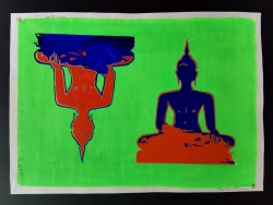 Blue and Red Buddha UpSideDown